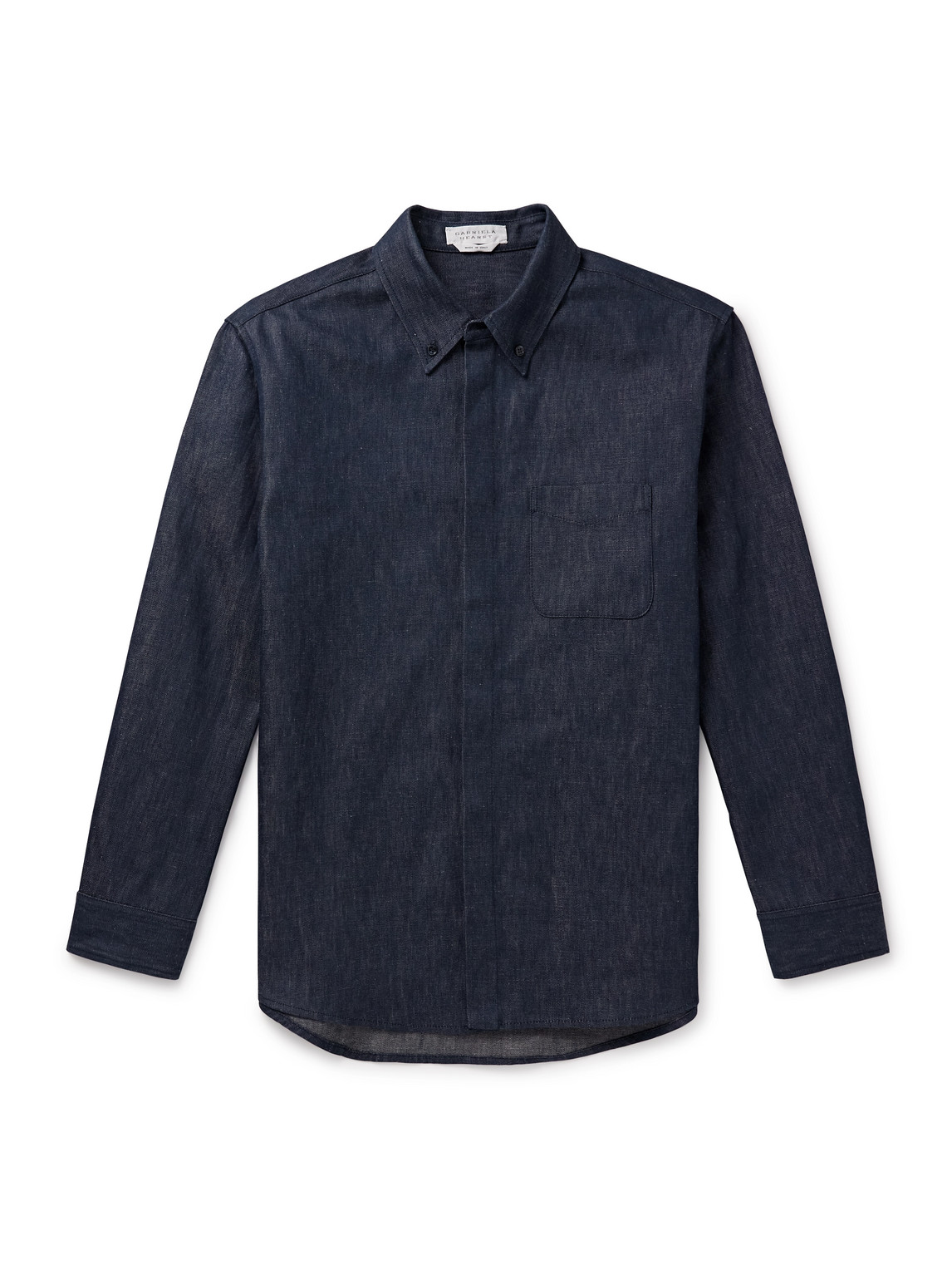 Gabriela Hearst Cholul Button-Down Collar Cotton and Linen-Blend Chambray Shirt - Men
