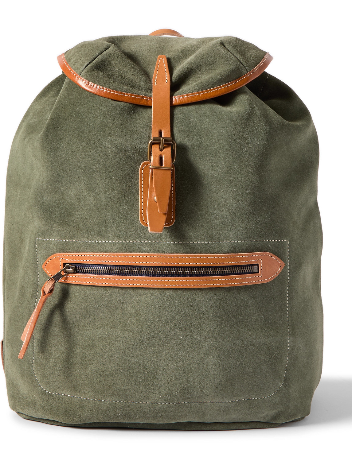 Camp Leather-Trimmed Suede Backpack