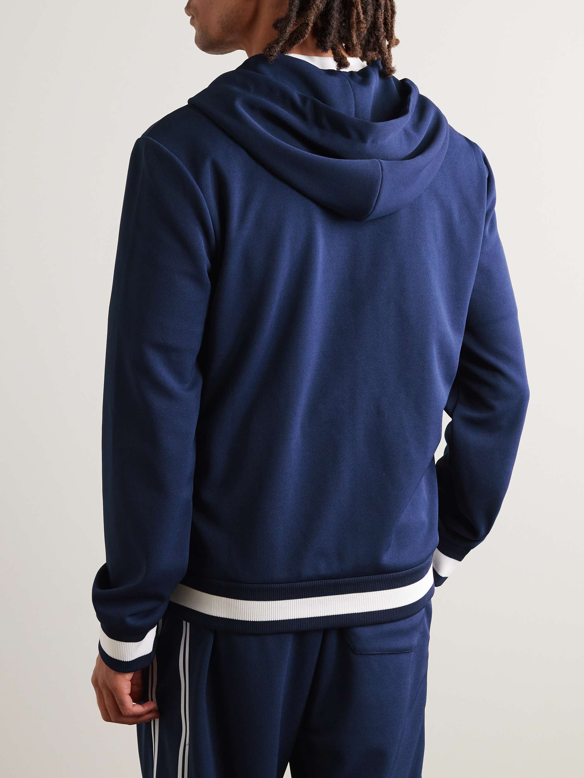 GUCCI Logo-Print Striped Tech-Piqué Zip-Up Hoodie for Men