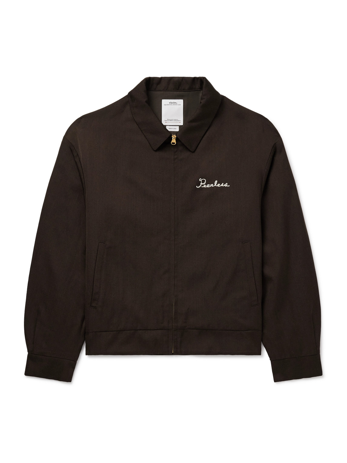 Visvim Alcan Embroidered Wool And Linen-blend Twill Blouson Jacket In Brown
