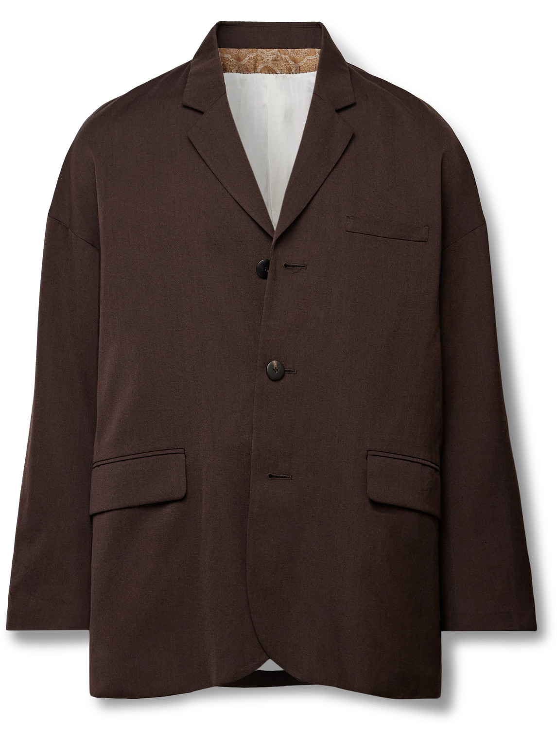 Visvim Hammons Unstructured Wool And Linen-blend Twill Blazer In Brown