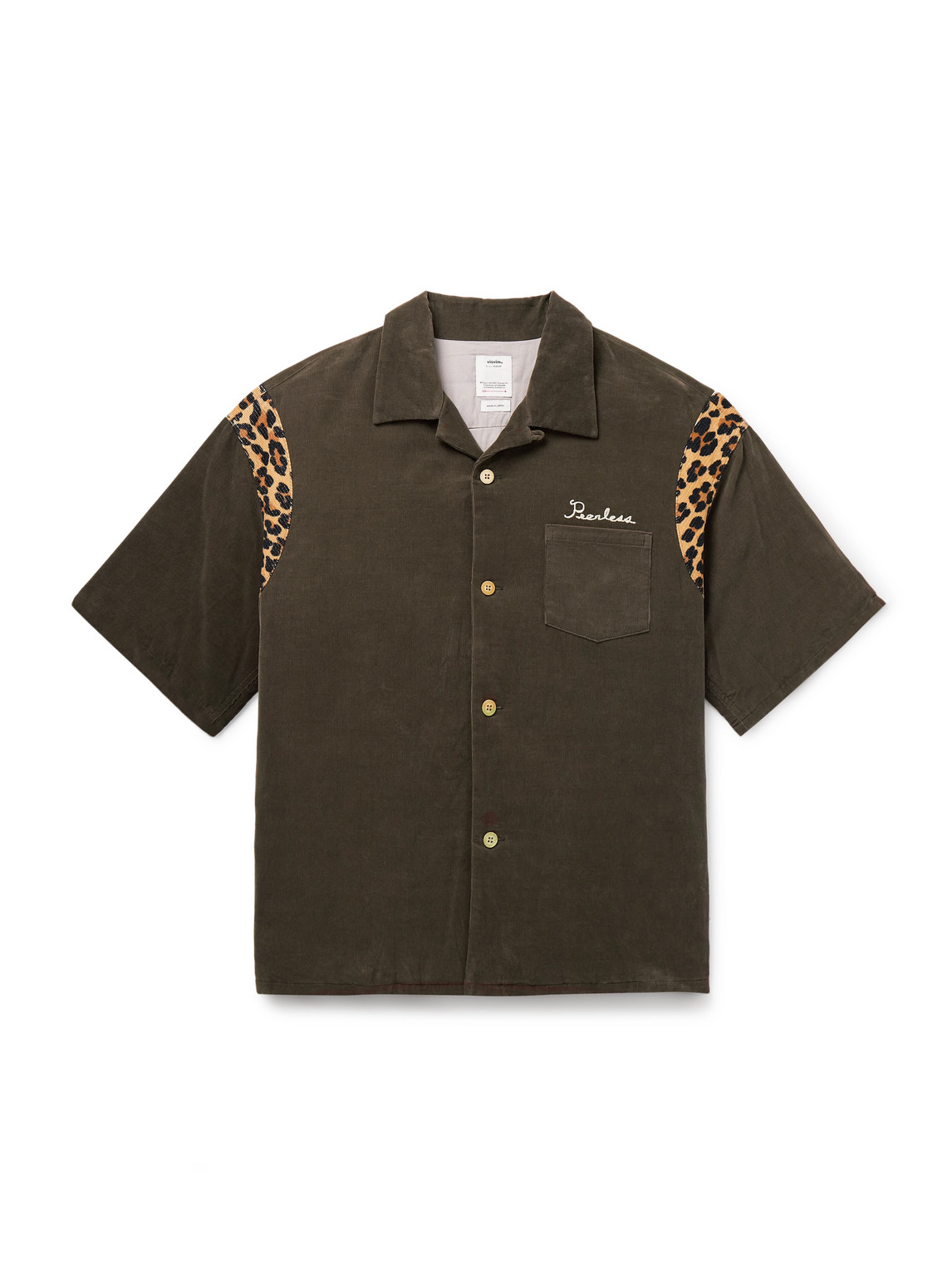 Wallis Convertible-Collar Embroidered Panelled Cotton-Corduroy Down Overshirt