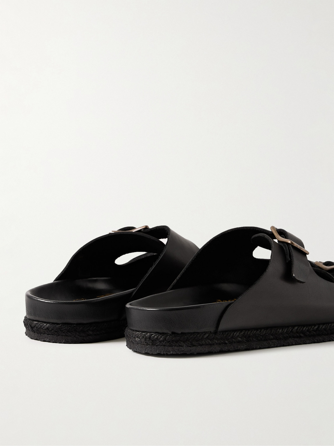 Shop Yuketen Sal-2 Leather Sandals In Black