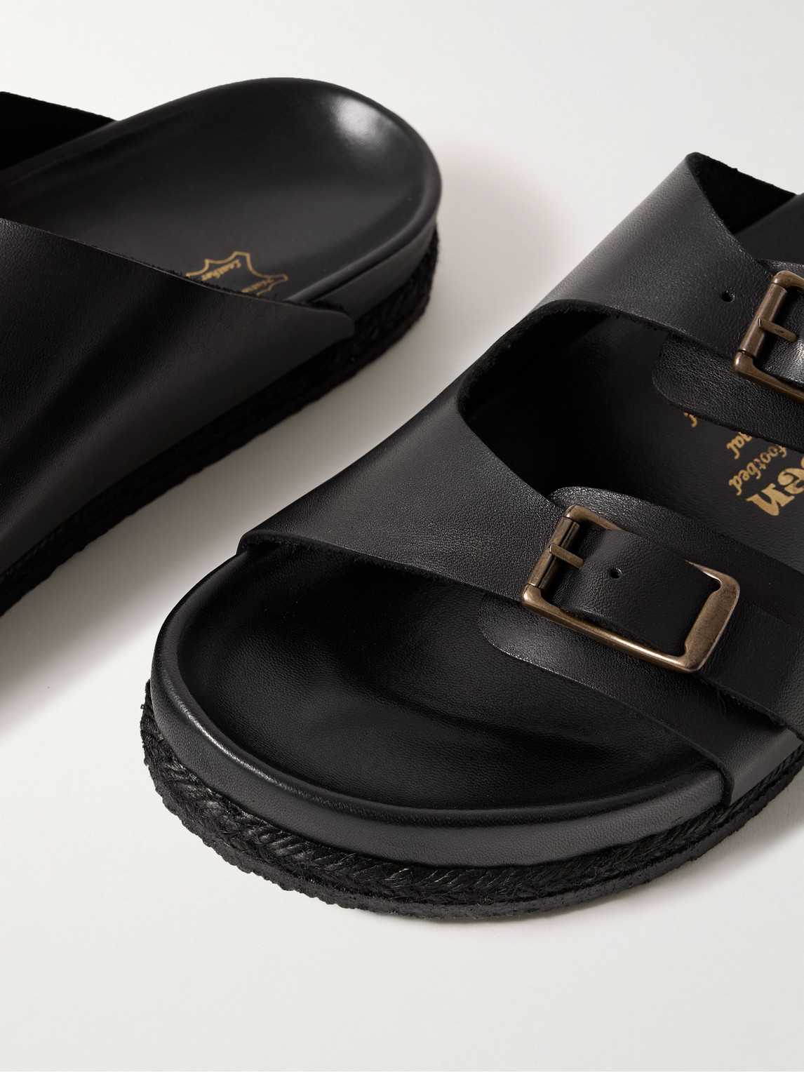 Shop Yuketen Sal-2 Leather Sandals In Black