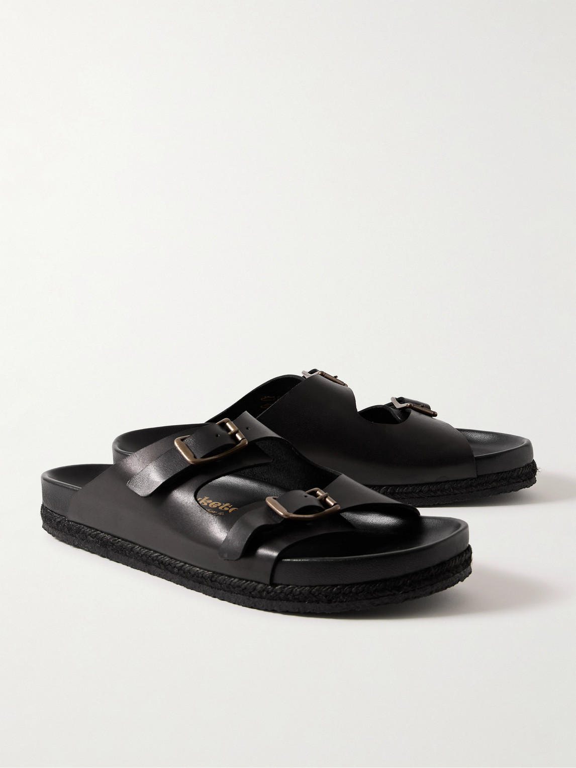 Shop Yuketen Sal-2 Leather Sandals In Black