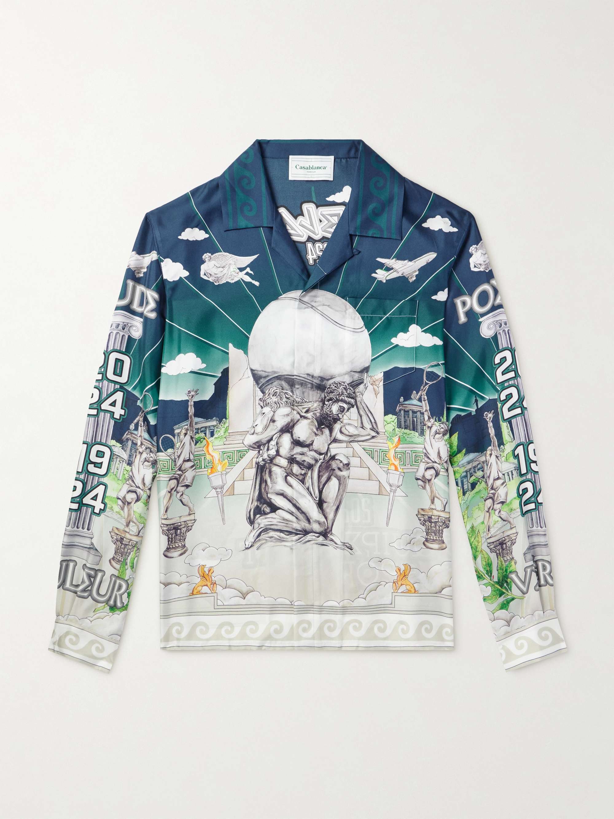 CASABLANCA Convertible-Collar Printed Silk-Twill Shirt for Men 