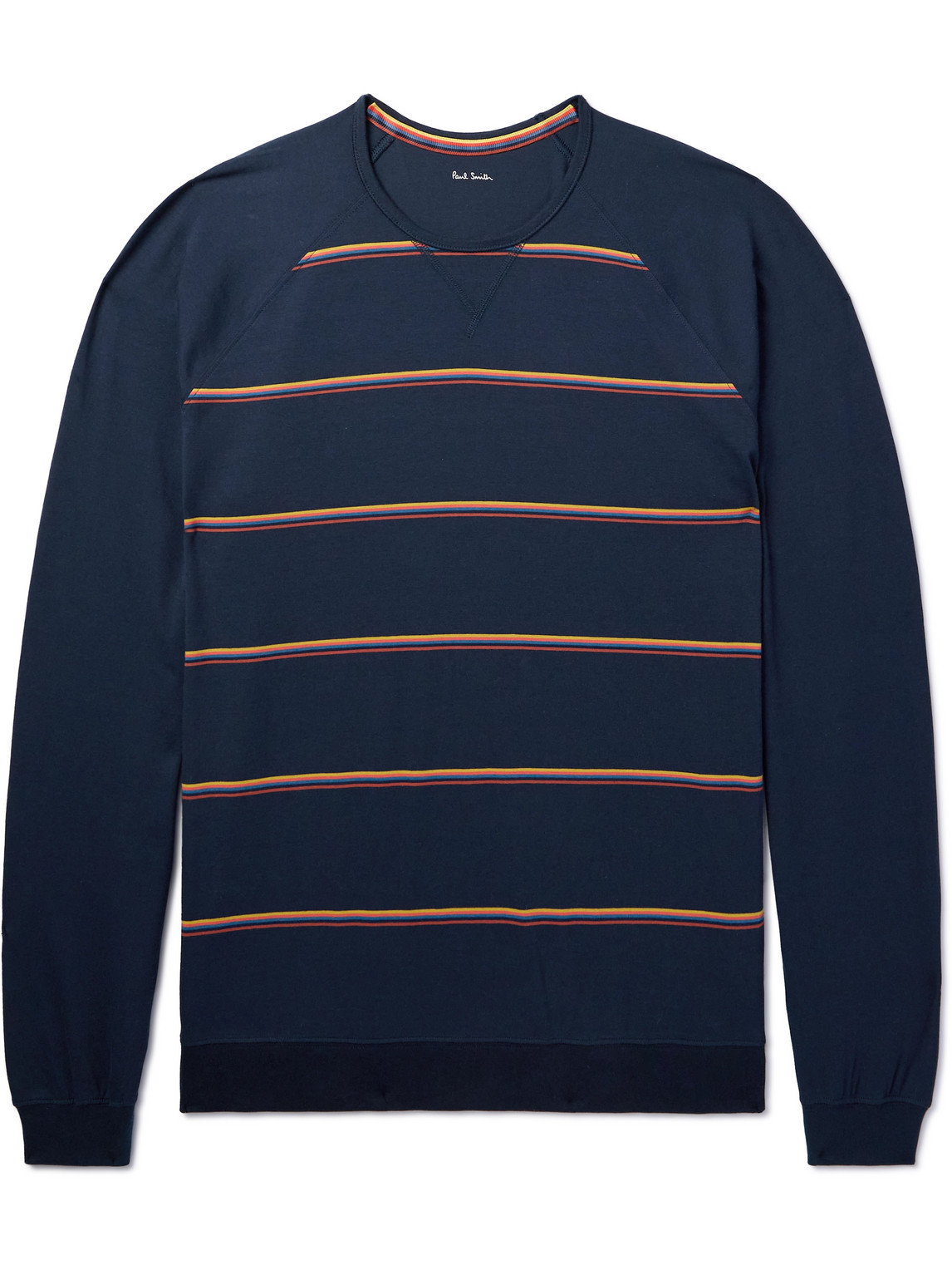 Paul Smith Striped Cotton-blend Pyjama T-shirt In Blue