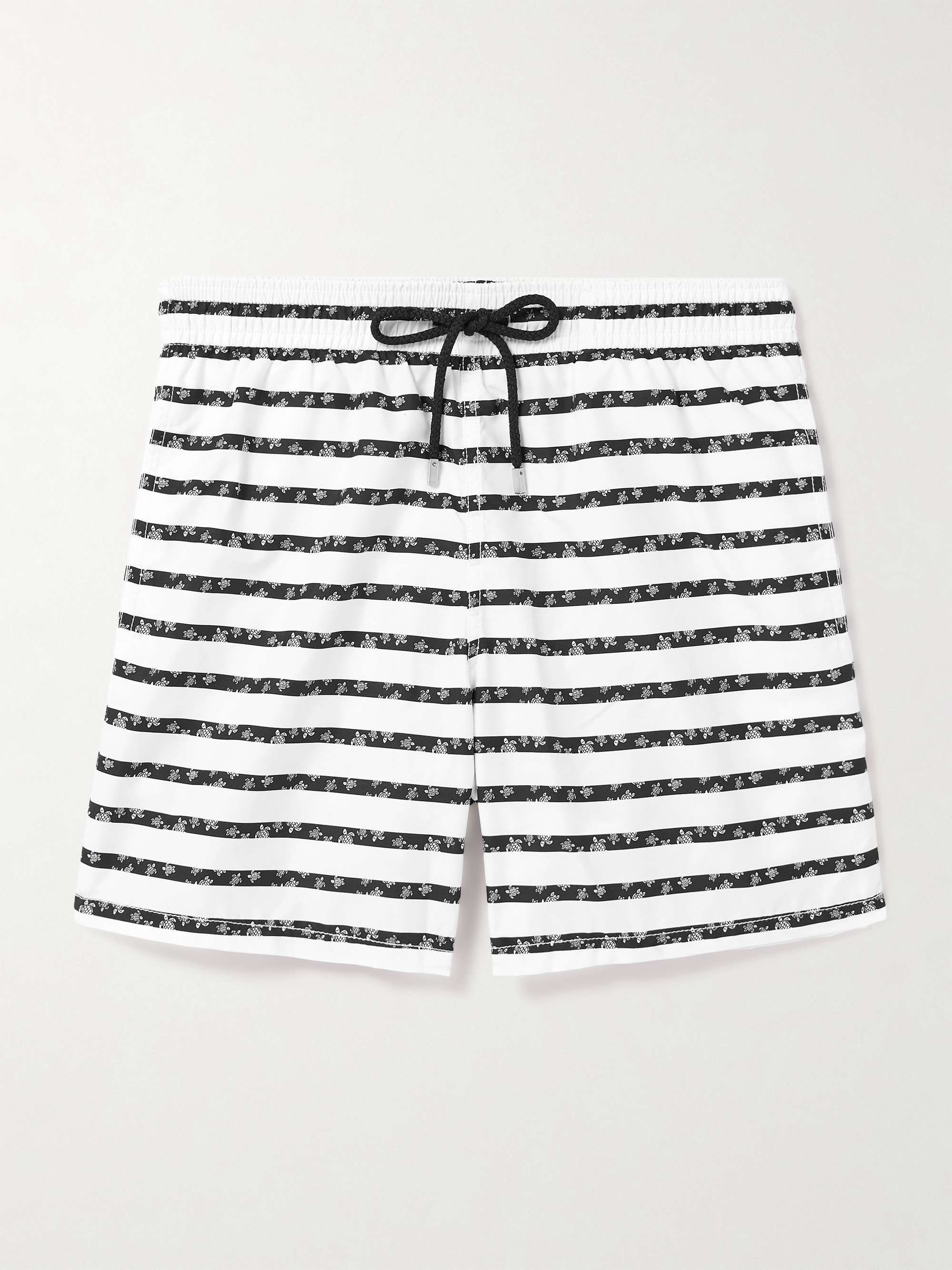 Mens black and white striped swim trunks deals