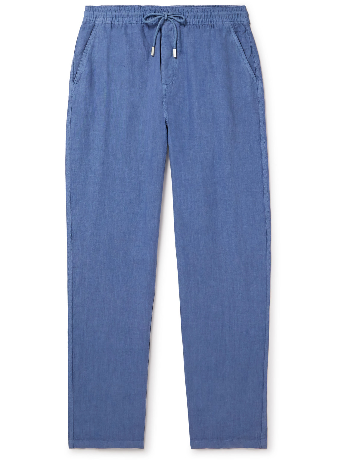 Vilebrequin Pacha Straight-leg Linen Drawstring Trousers In Blue