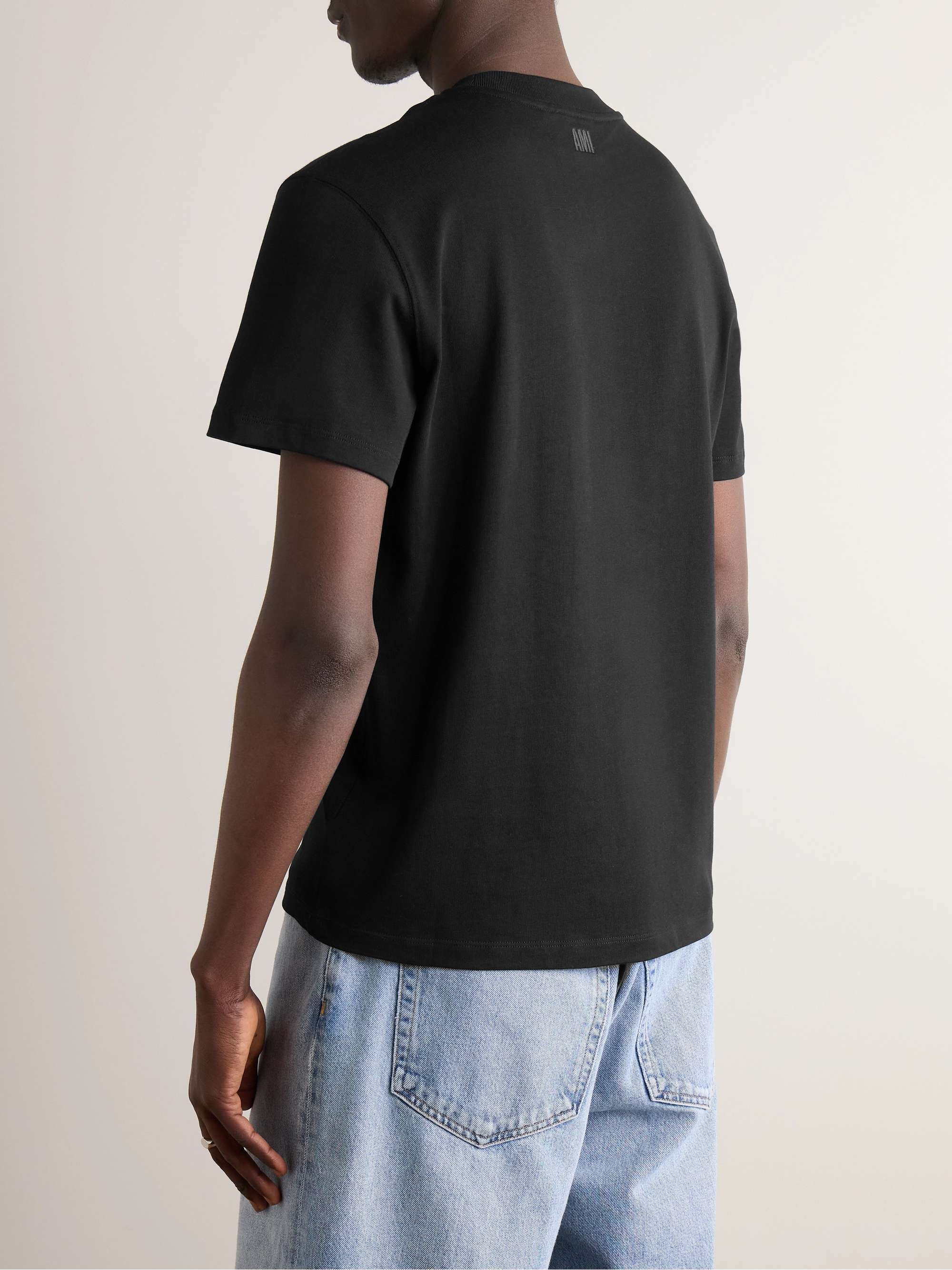 AMI PARIS ADC Logo-Embroidered Organic Cotton-Jersey T-Shirt