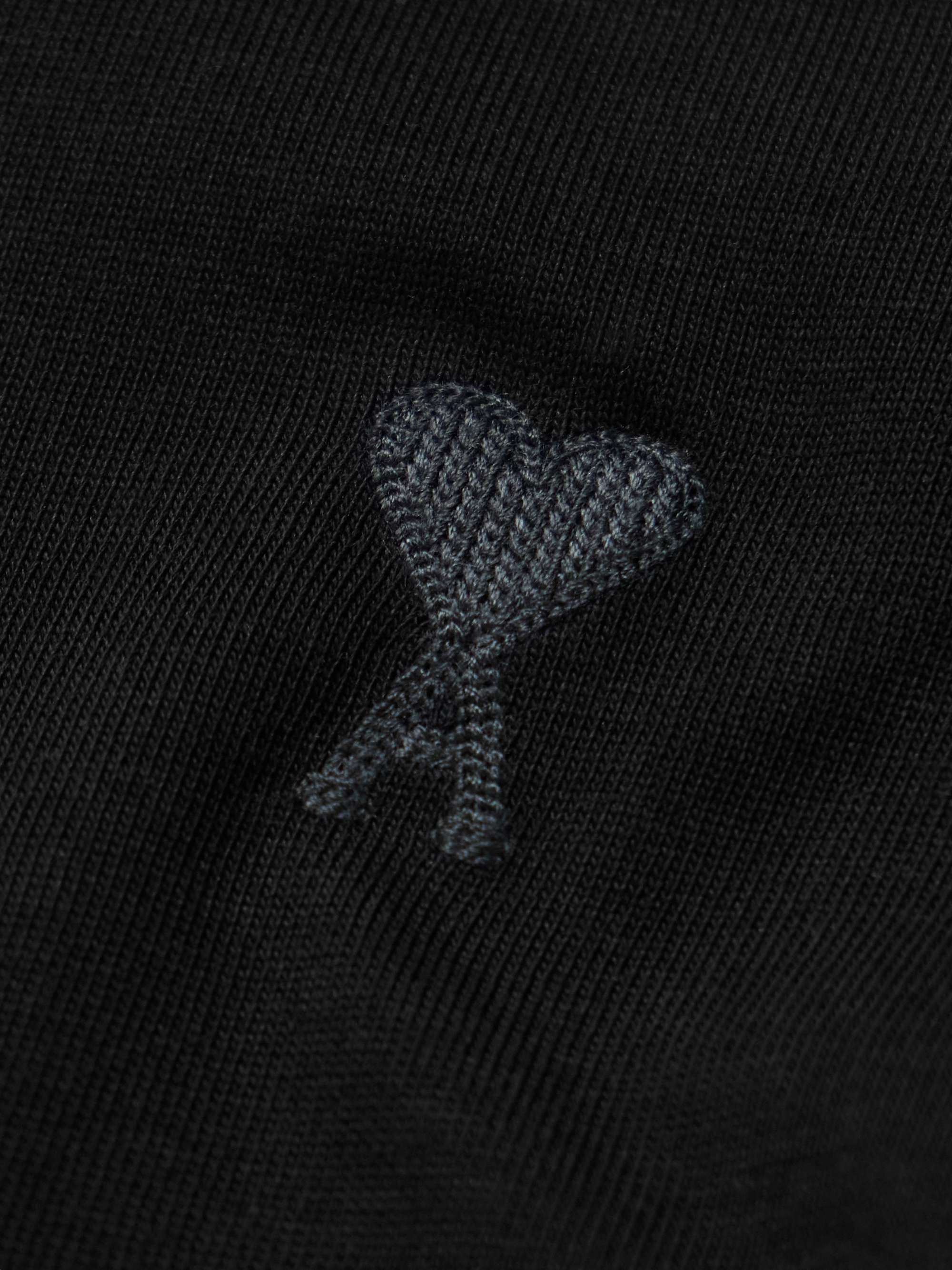 AMI PARIS ADC Logo-Embroidered Organic Cotton-Jersey T-Shirt
