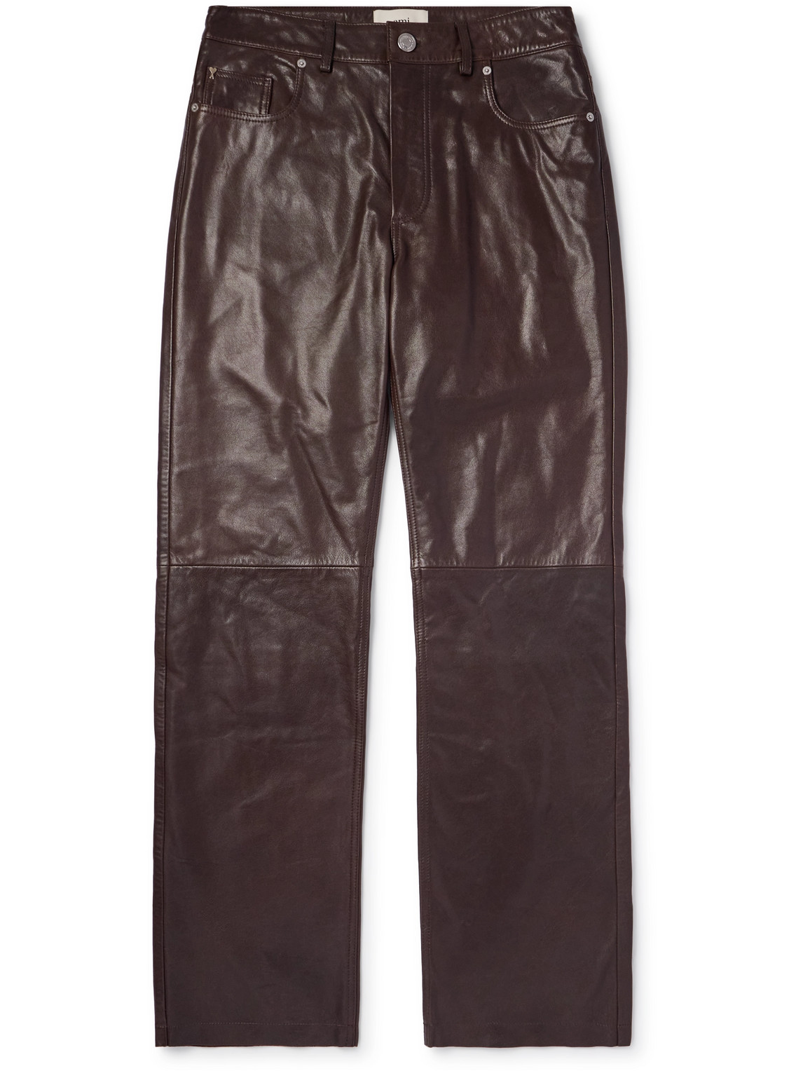 Straight-Leg Panelled Leather Trousers