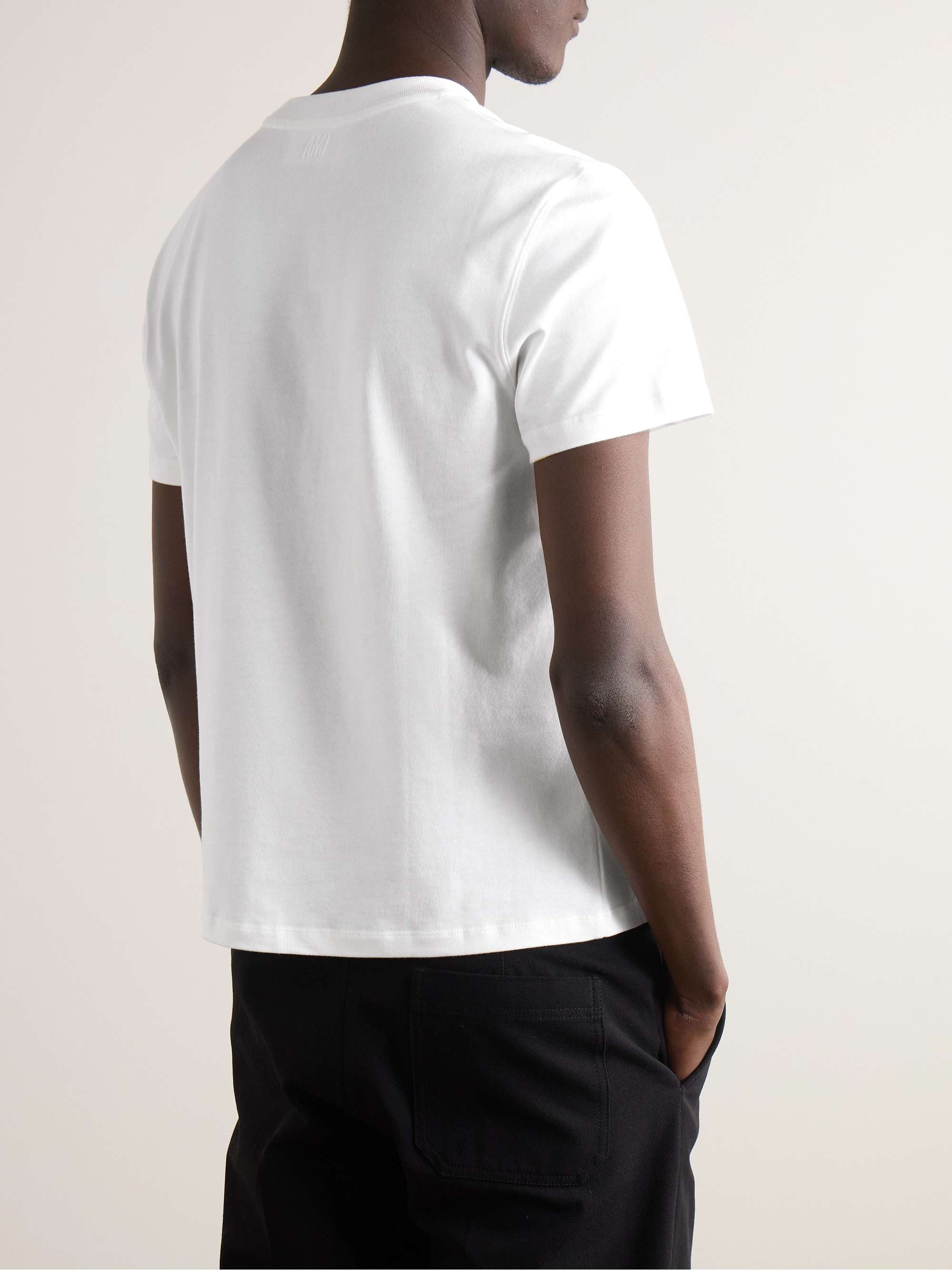 AMI PARIS ADC Logo-Embroidered Organic Cotton-Jersey T-Shirt