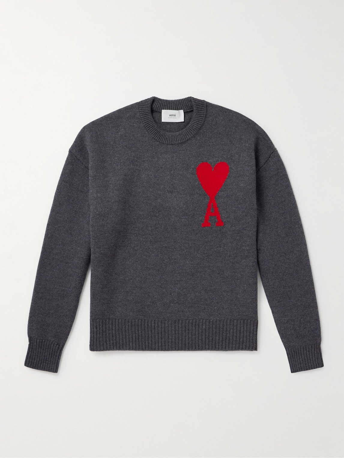 AMI PARIS Logo-Intarsia Virgin Wool Sweater - Men