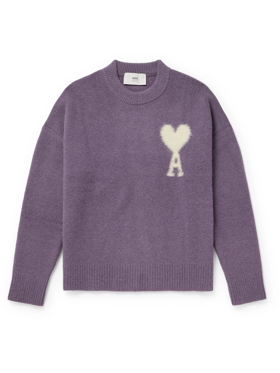 Ami Alexandre Mattiussi Adc Alpaca Blend Crewneck Sweater In Purple