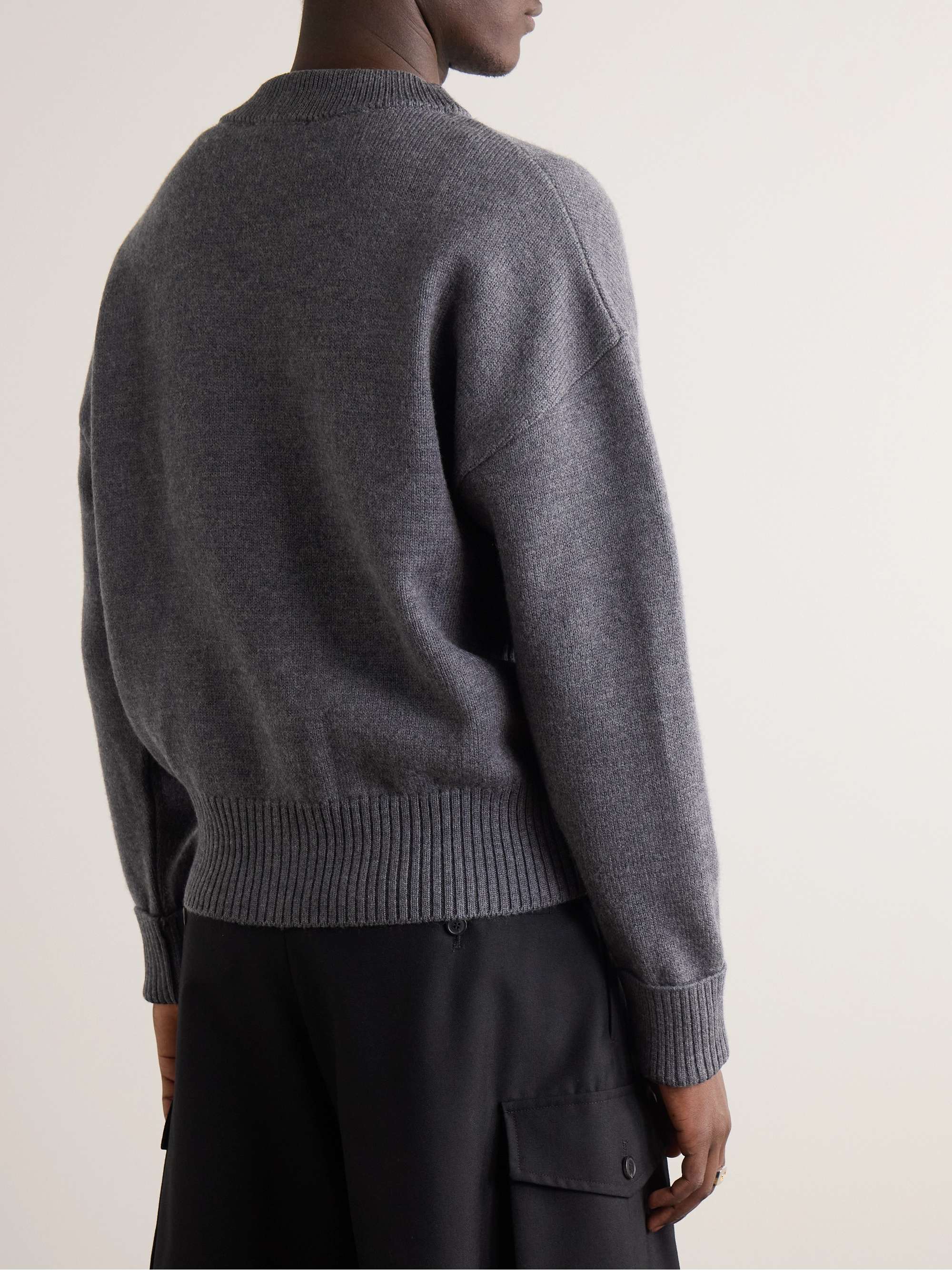 AMI PARIS Logo-Intarsia Virgin Wool Sweater