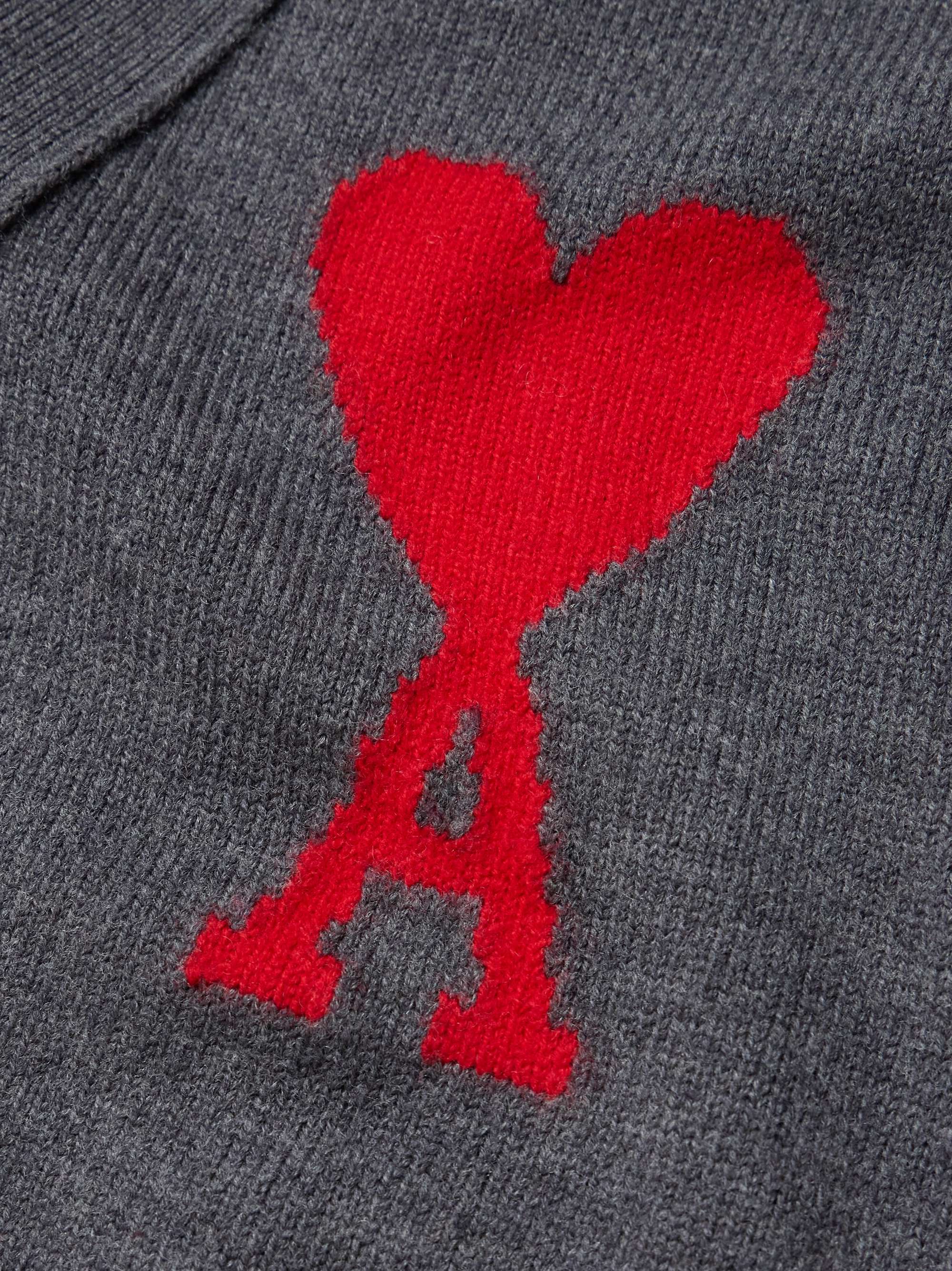 AMI PARIS Logo-Intarsia Virgin Wool Sweater