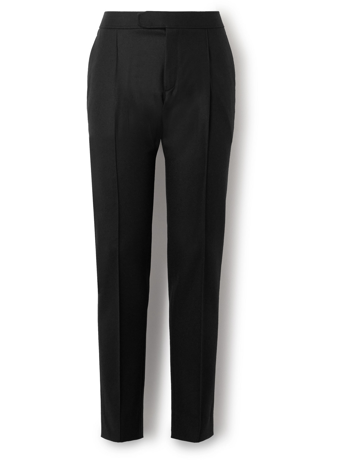Brioni - Melbourne Slim-Fit Tapered Pleated Wool-Flannel Trousers - Men - Black - IT 50
