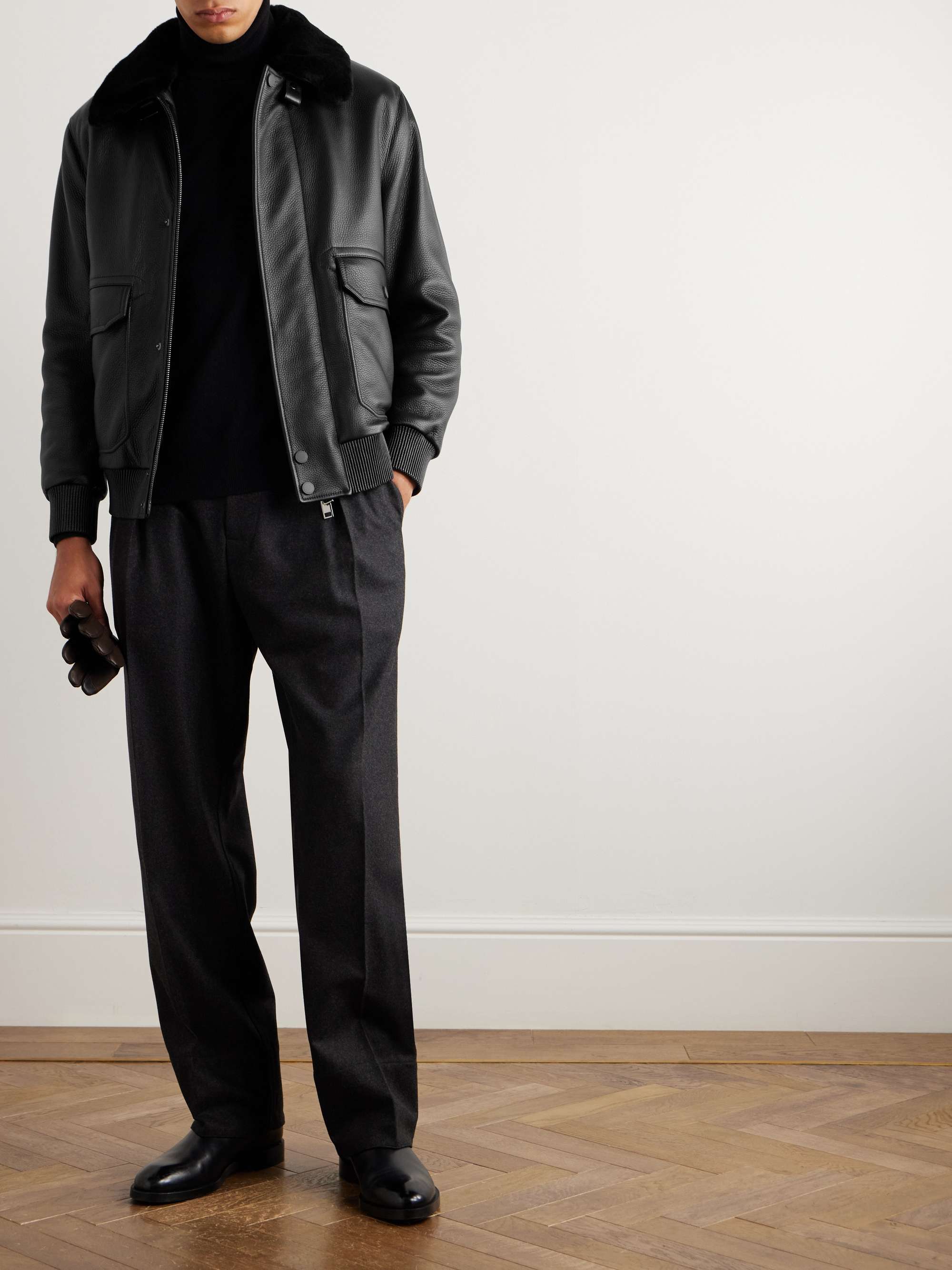 Brioni men's leather jacket sales
