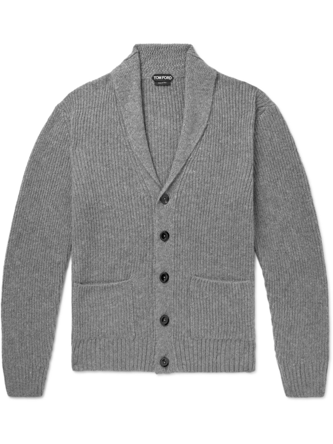 Tom Ford Brushed Shawl Collar Cardigan In Gray