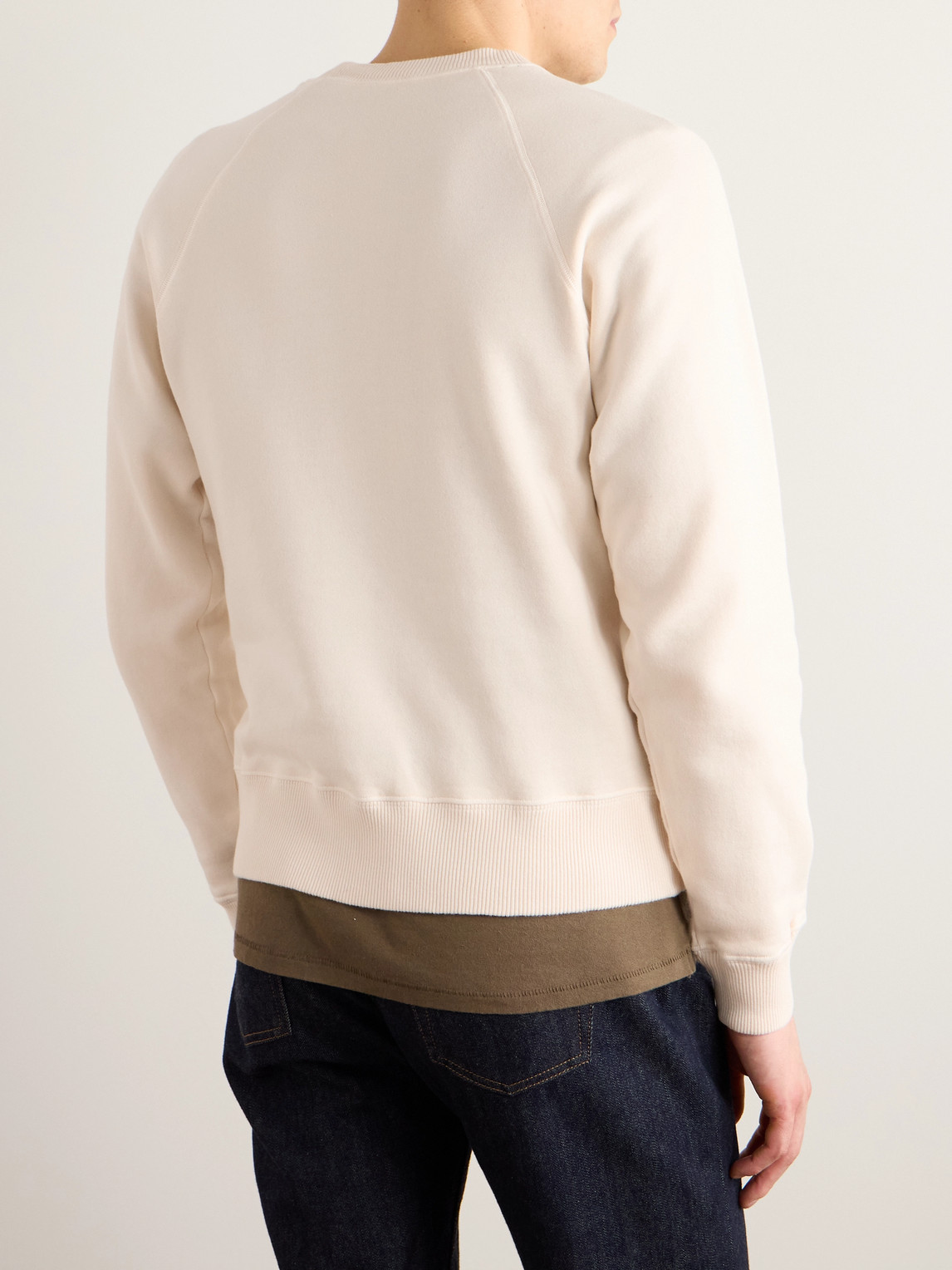 Tom Ford Slim-fit Garment-dyed Cotton-jersey Sweatshirt In Neutrals