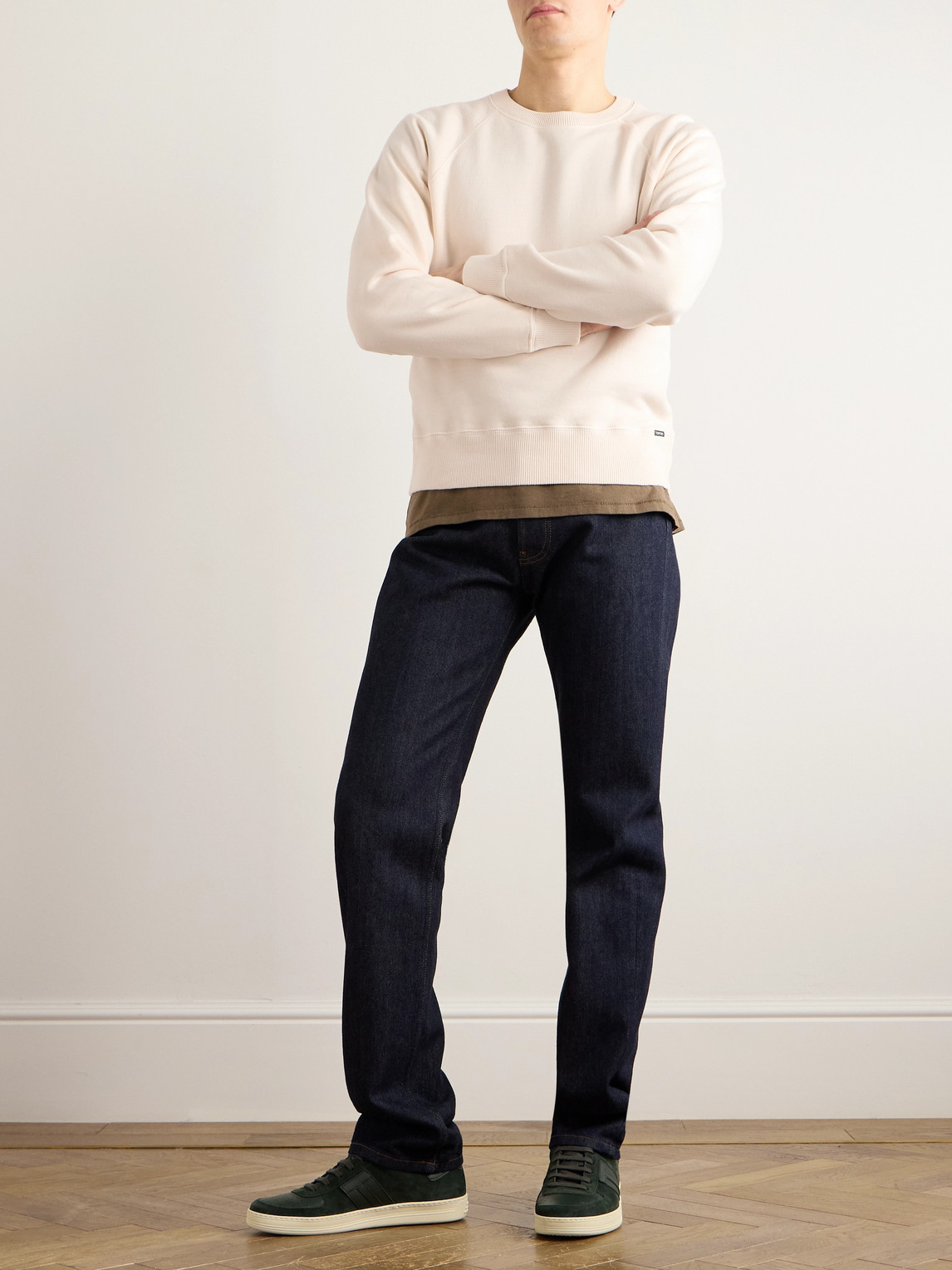 Tom Ford Slim-fit Garment-dyed Cotton-jersey Sweatshirt In Neutrals