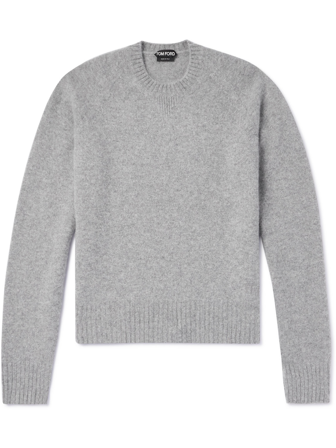 Tom Ford Slim-Ft Logo-Embroidered Brushed-Cashmere Sweater - Men