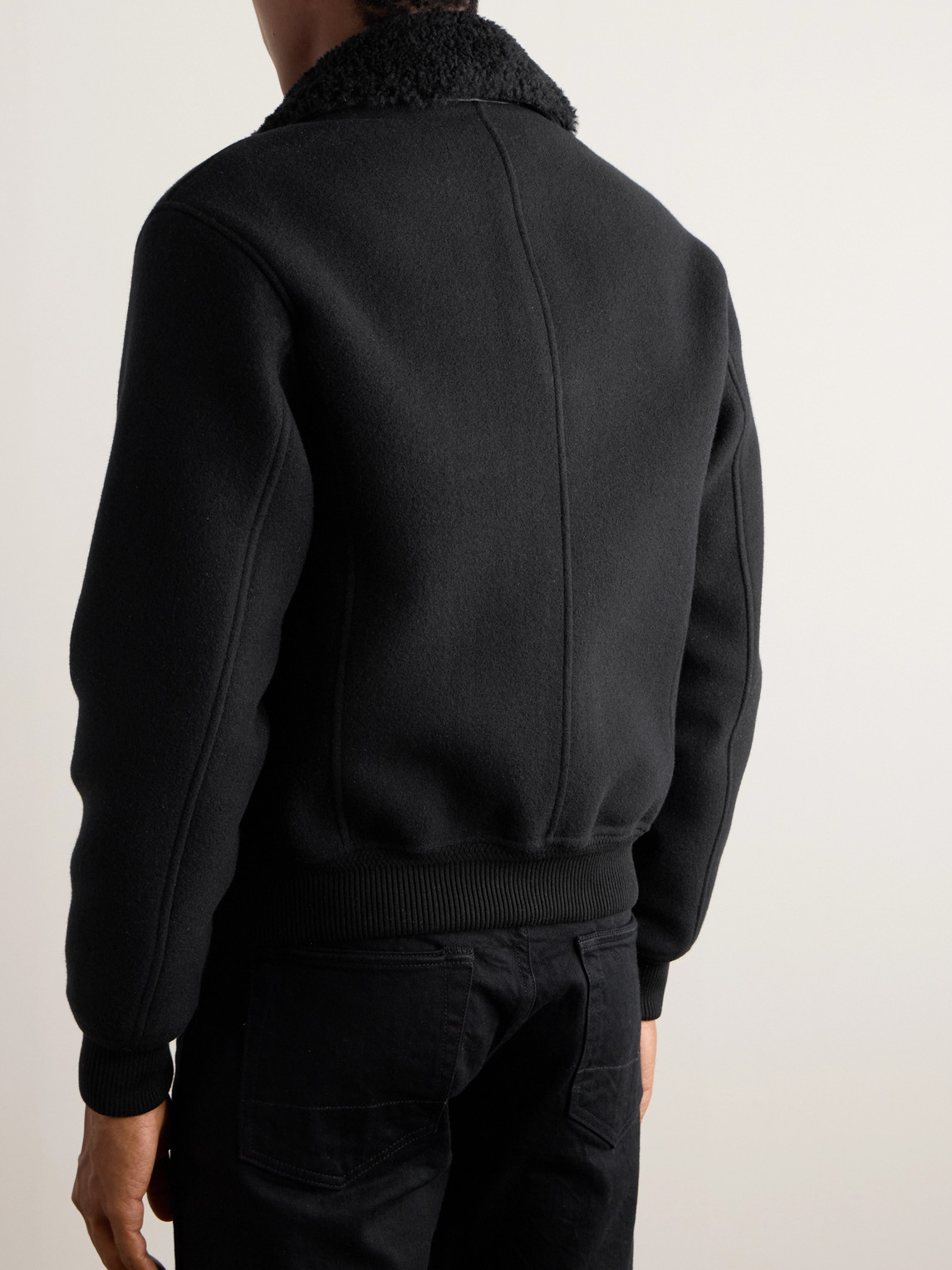 Tom Ford Men's Double-face Wool Blend Jacket With Removable Shearling Collar In Black