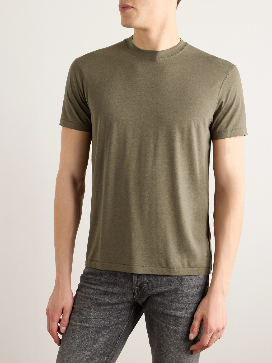 Tom Ford Slim-fit Lyocell And Cotton-blend Jersey T-shirt In Green
