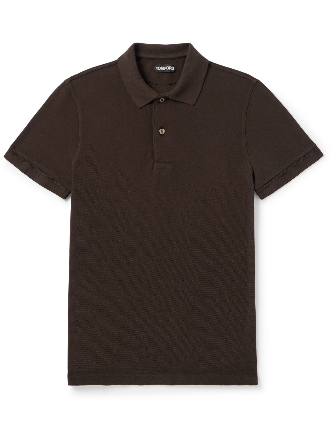 Tom Ford Slim-fit Garment-dyed Cotton-piqué Polo Shirt In Brown