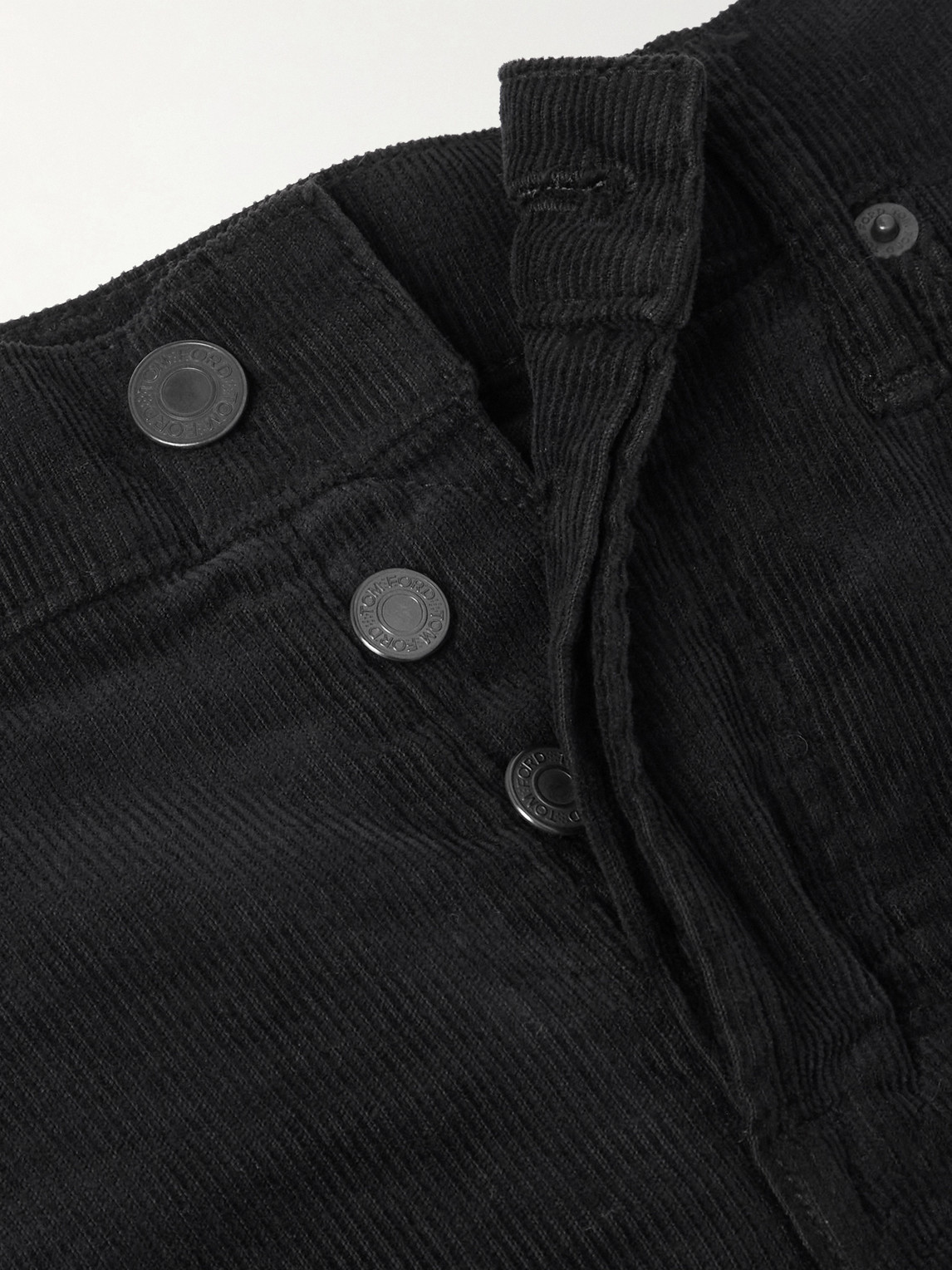 Tom Ford Slim-fit Straight-leg Cotton-blend Corduroy Trousers In Black