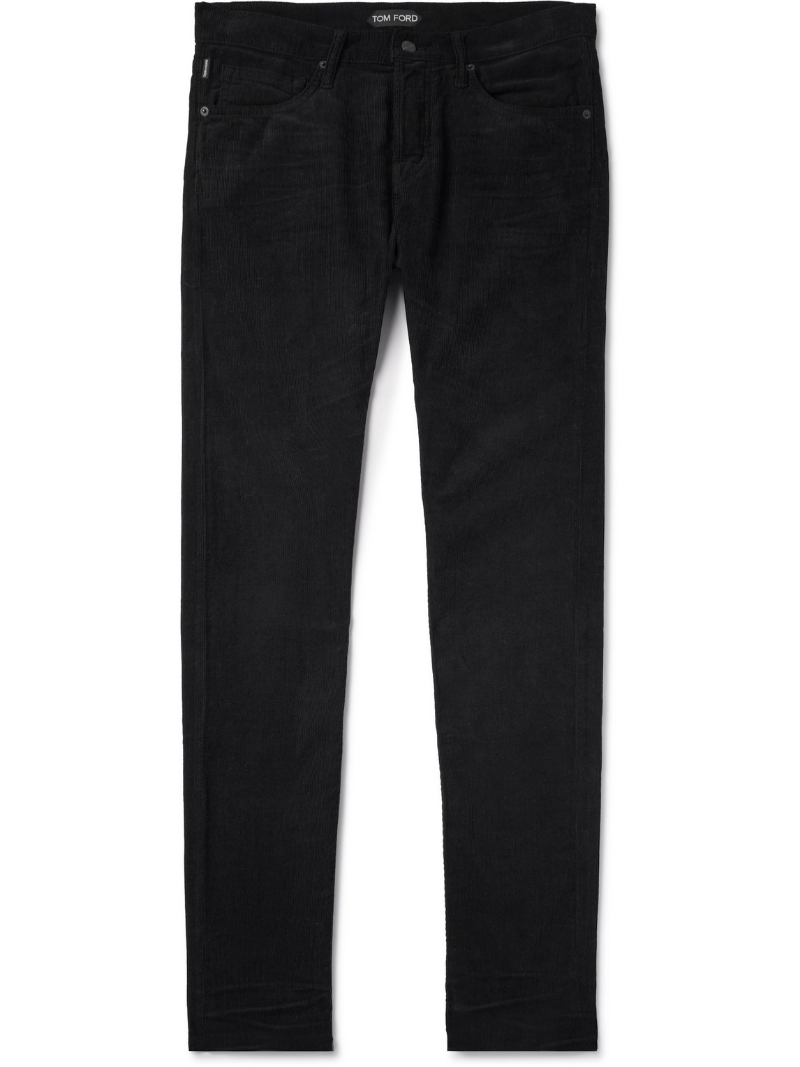 Tom Ford Slim-fit Straight-leg Cotton-blend Corduroy Trousers In Black