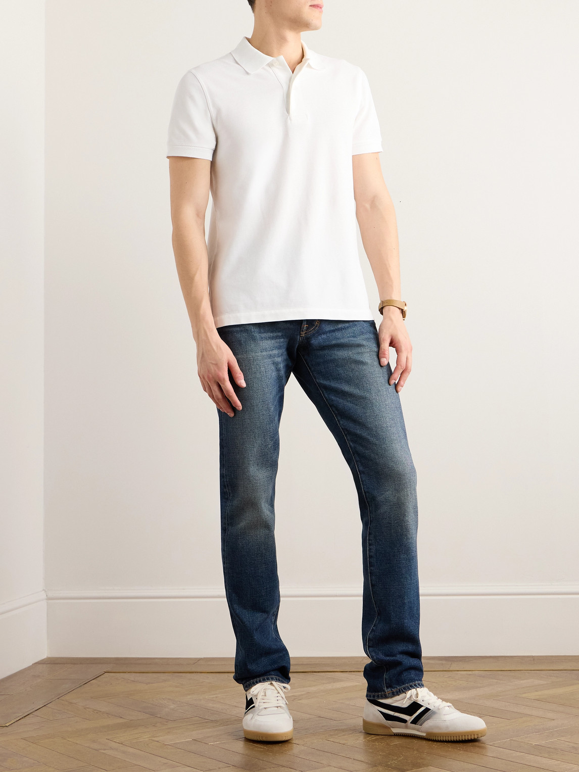 Tom Ford Men's Cotton Polo Shirt In White