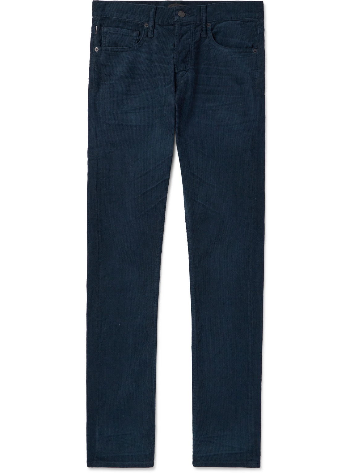 Tom Ford Slim-fit Cotton-blend Corduroy Trousers In Blue
