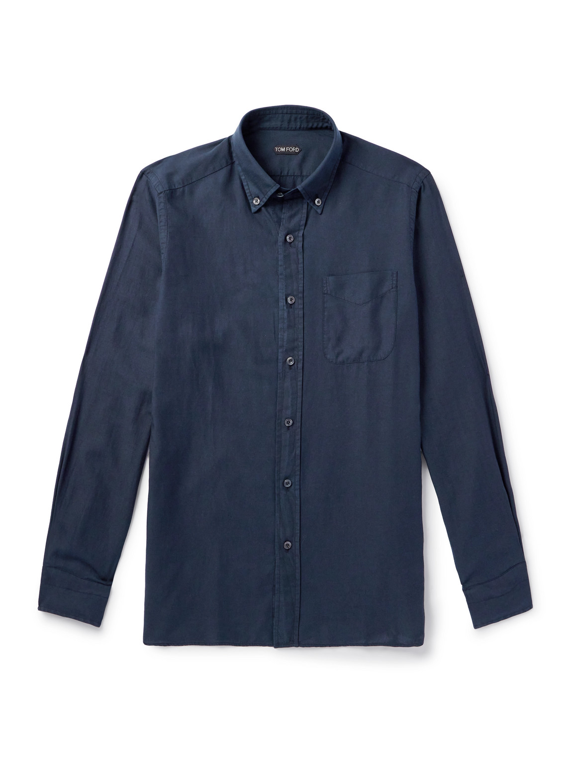 Tom Ford Button-down Collar Lyocell-twill Shirt In Blue