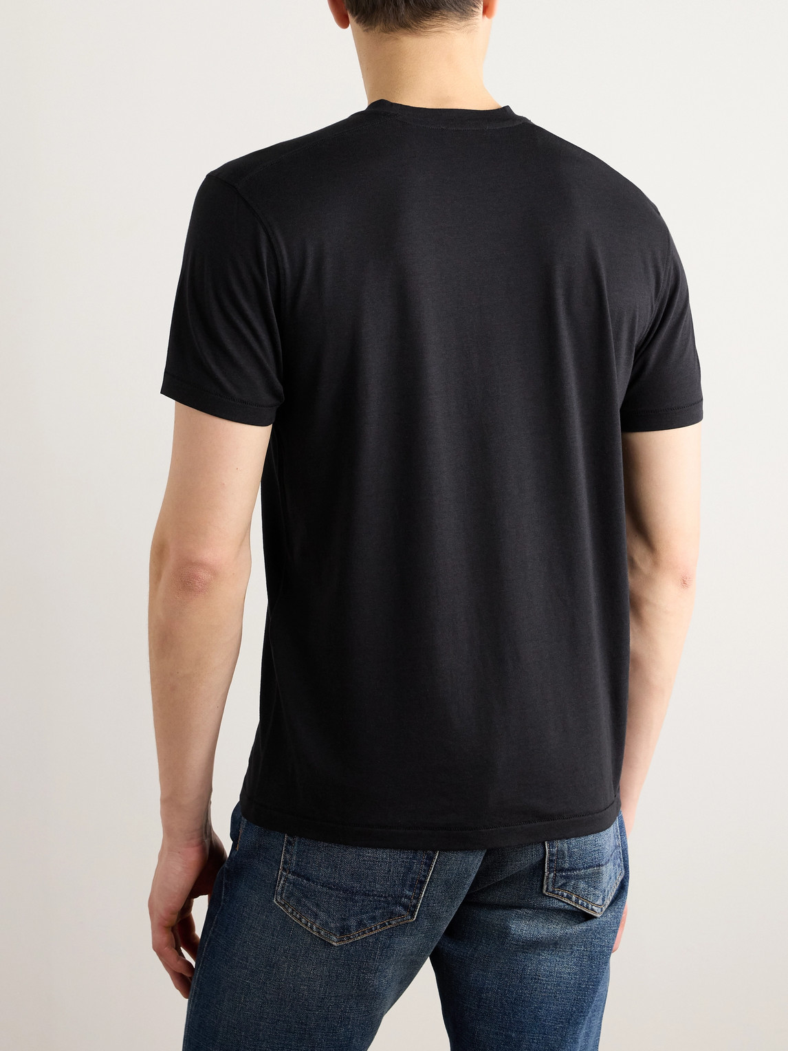 Tom Ford Black Stretch Cotton Crew Neck T-shirt In Black