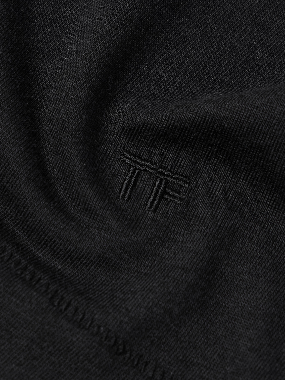 Tom Ford Black Stretch Cotton Crew Neck T-shirt In Black