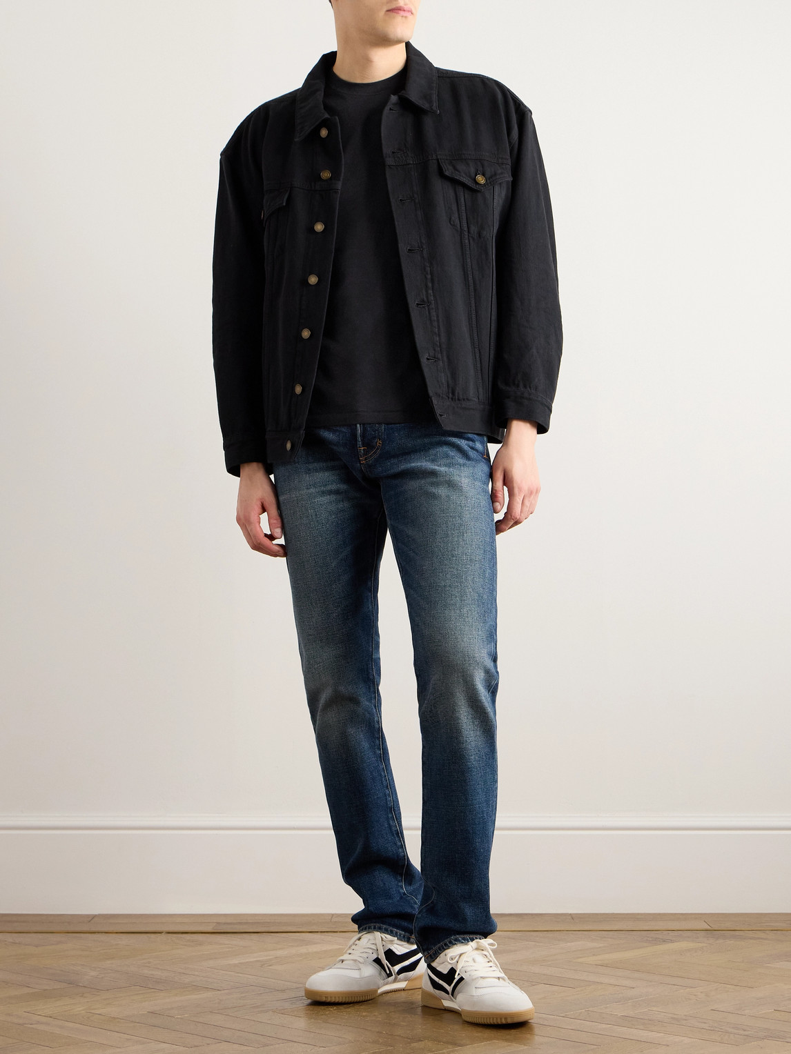 Tom Ford Black Stretch Cotton Crew Neck T-shirt In Black