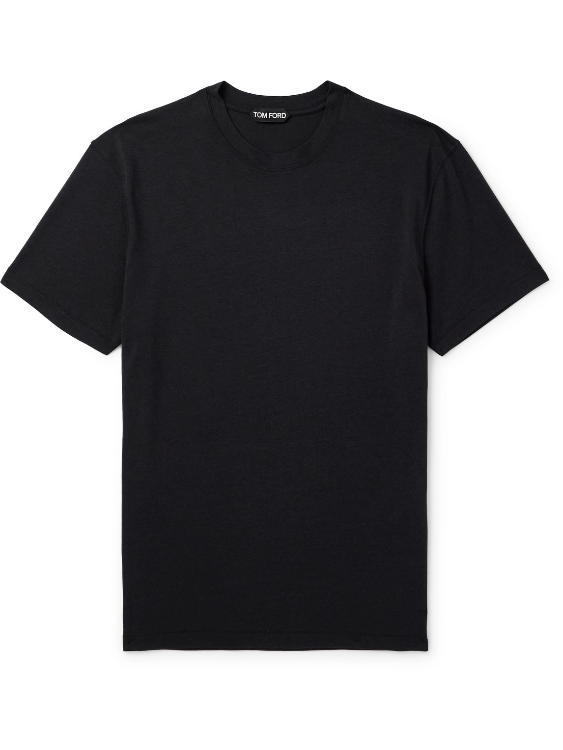 Tom Ford Black Stretch Cotton Crew Neck T-shirt In Black