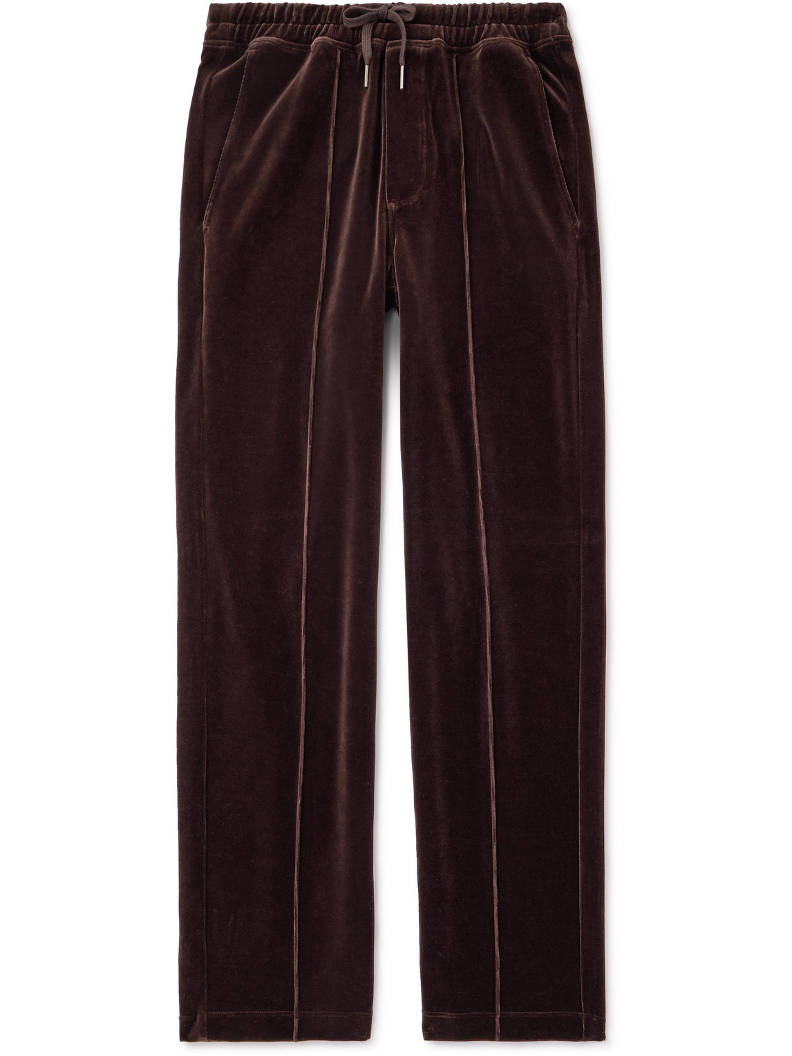 Tom Ford Straight-leg Cotton-blend Velour Track Pants In Brown