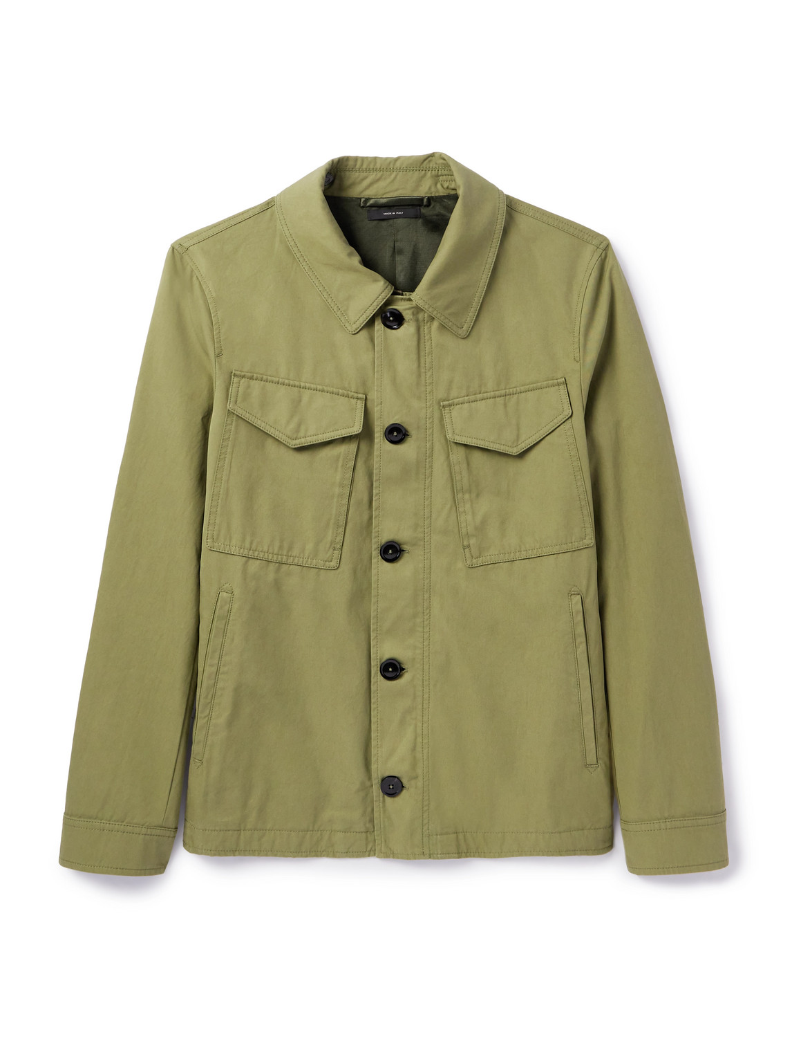 Tom Ford Peach Cotton-gabardine Overshirt In Green