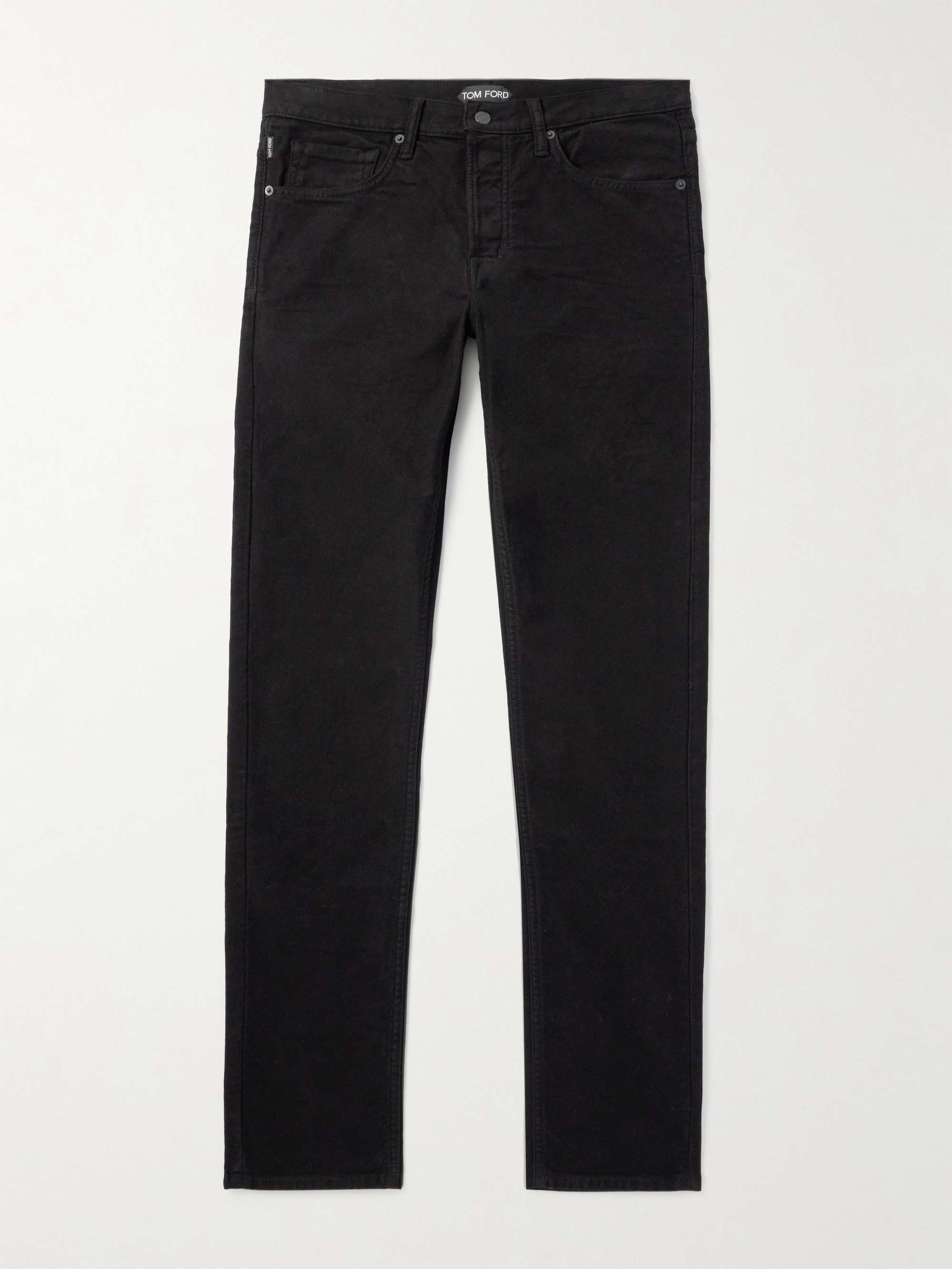 Black Slim-Fit Cotton-Blend Moleskin Trousers | TOM FORD Black Slim-Fit Cotton-Blend Moleskin Trousers | TOM FORD
