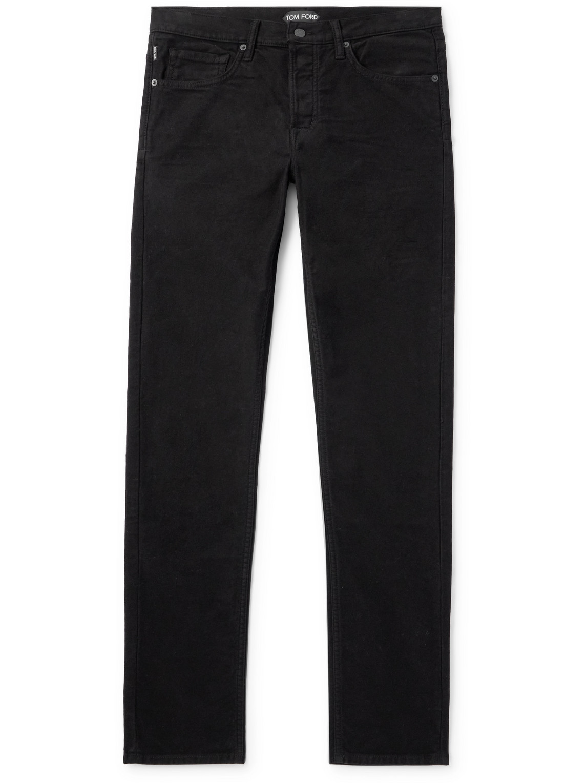 Tom Ford Slim-fit Cotton-blend Moleskin Trousers In Black