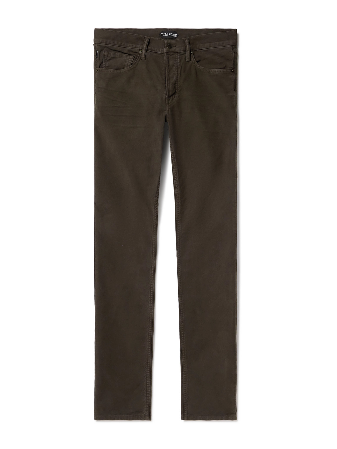 Tom Ford Slim-fit Cotton-blend Moleskin Trousers In Brown