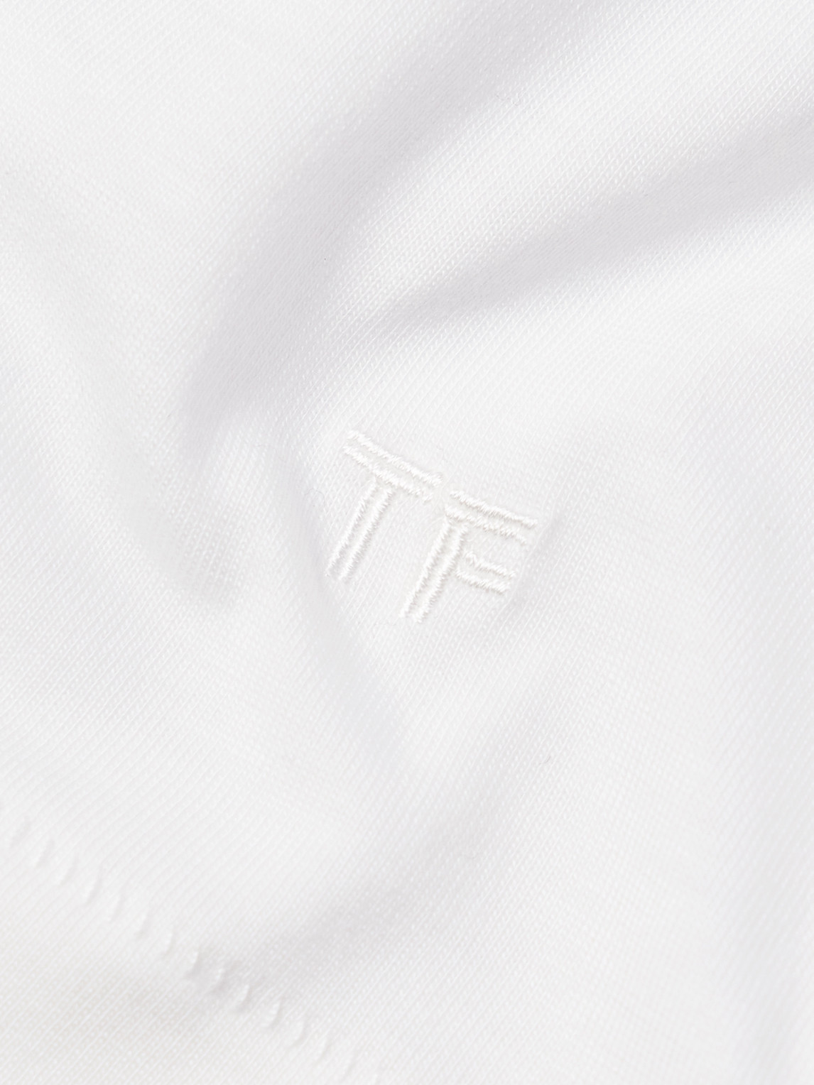 Tom Ford Placed Rib Slim-fit Lyocell And Cotton-blend Jersey T-shirt In White