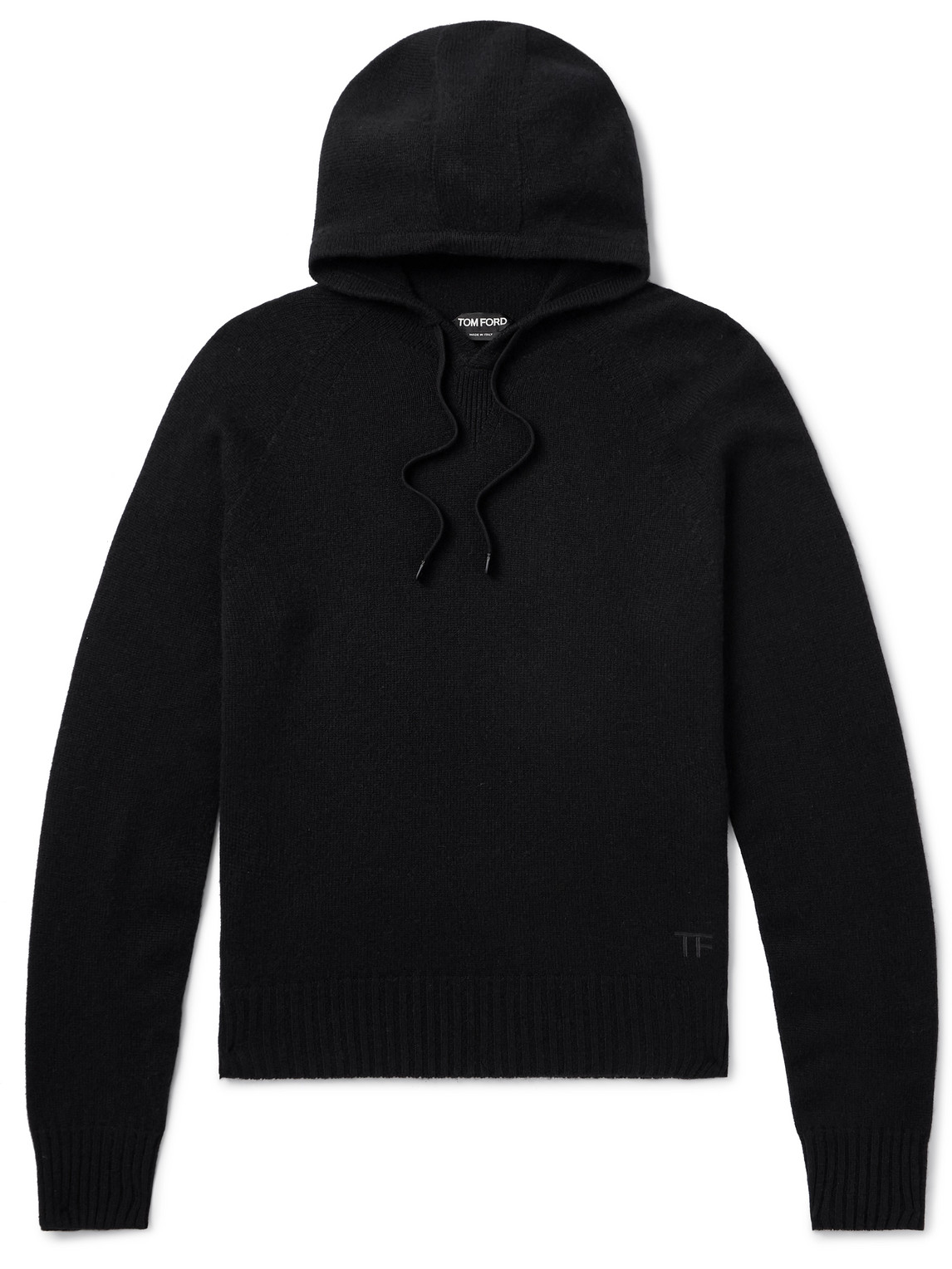 Shop Tom Ford Logo-embroidered Brushed-cashmere Hoodie In Black