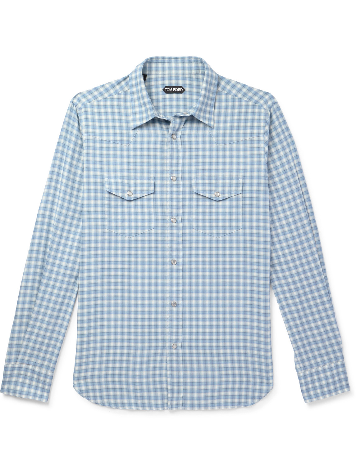 Tom Ford Checked Cotton Western Shirt In Blue