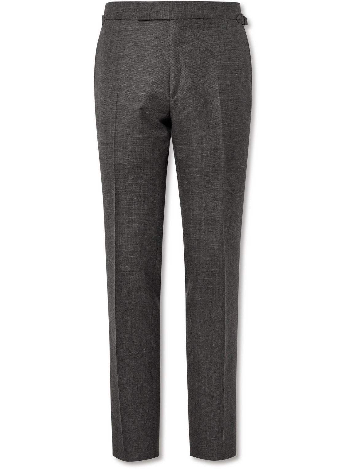 Tom Ford Shelton Straight-leg Wool, Mohair, Linen And Silk-blend Trousers In Gray