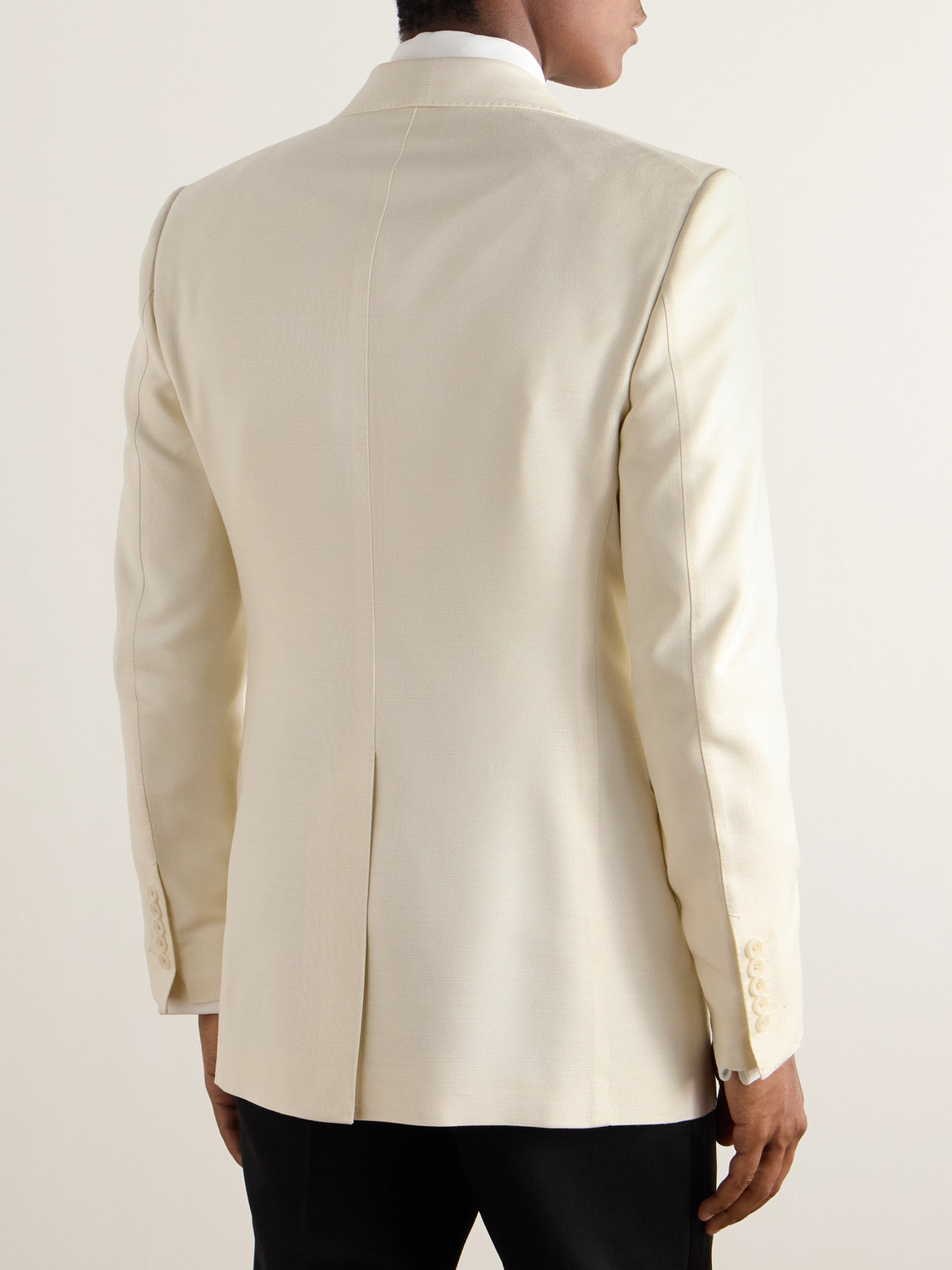 Shop Tom Ford Slim-fit Grain De Poudre Silk Tuxedo Jacket In White