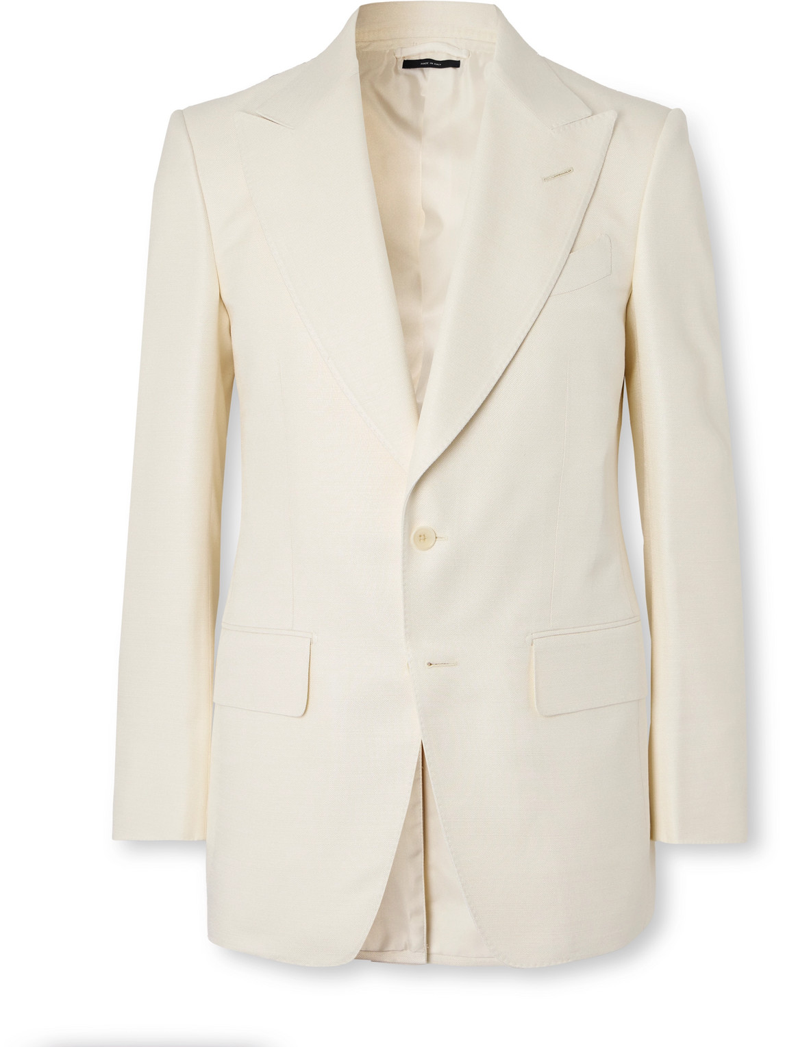 Shop Tom Ford Slim-fit Grain De Poudre Silk Tuxedo Jacket In White